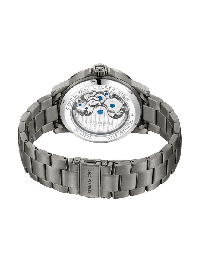 Kenneth Cole New York 44mm Automatic Men's Watch with Gun Stainless Steel Bracelet  - Image 3