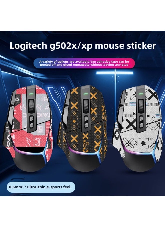 Generic - San Caro For Logitech G502X Anti-slip Sticker Mouse Gaming G502x Sticker Foot Sticker Teflon Palm Sticker-Color:[half Pack] Gradient Color Printed Mouse Sticker [free Cleaning Cotton] - Image 1