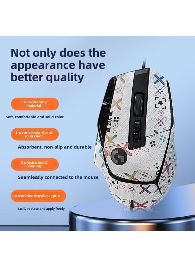 Generic - San Caro For Logitech G502X Anti-slip Sticker Mouse Gaming G502x Sticker Foot Sticker Teflon Palm Sticker-Color:[half Pack] Gradient Color Printed Mouse Sticker [free Cleaning Cotton] - Image 1