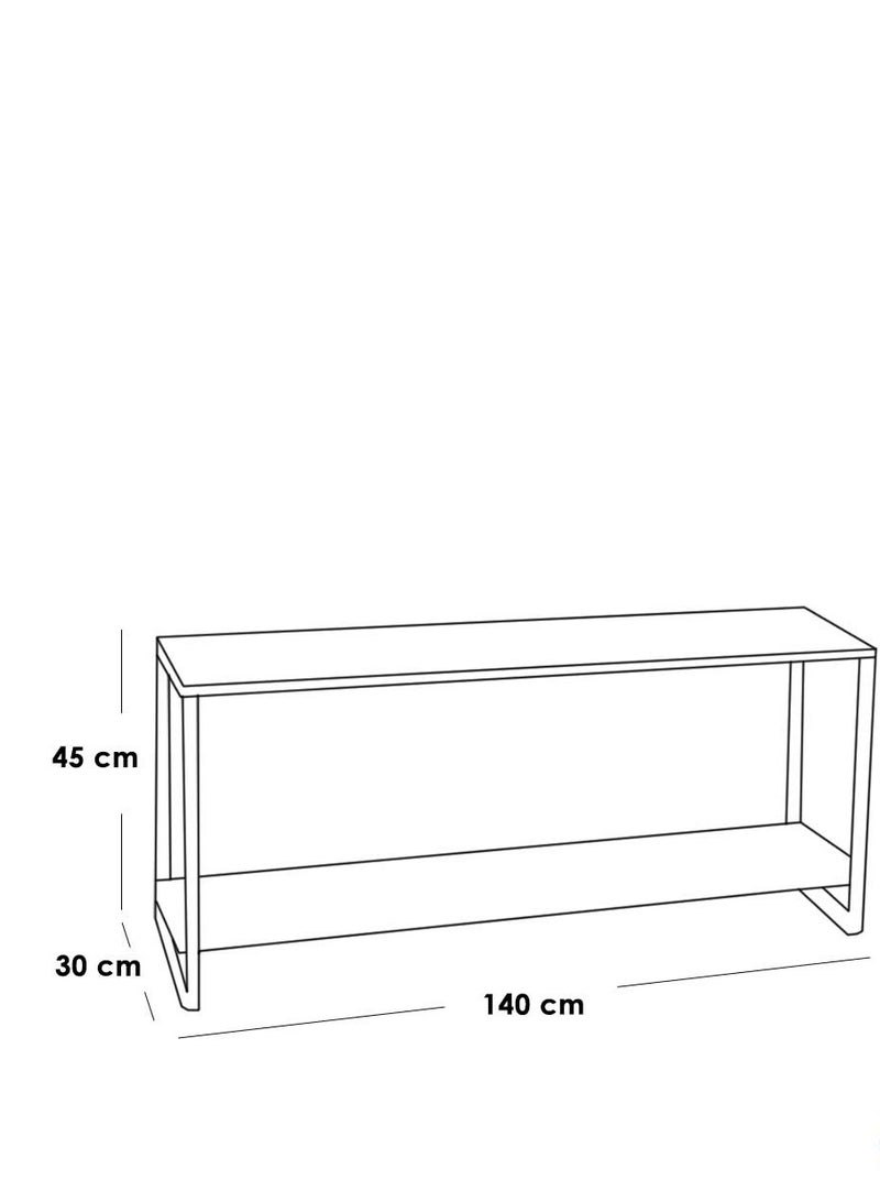 House One TV Table | Modern Metal Shelves TV Cabinet Suitable for Living Room Furniture  - Black - 140x30x45 cm - Image 2