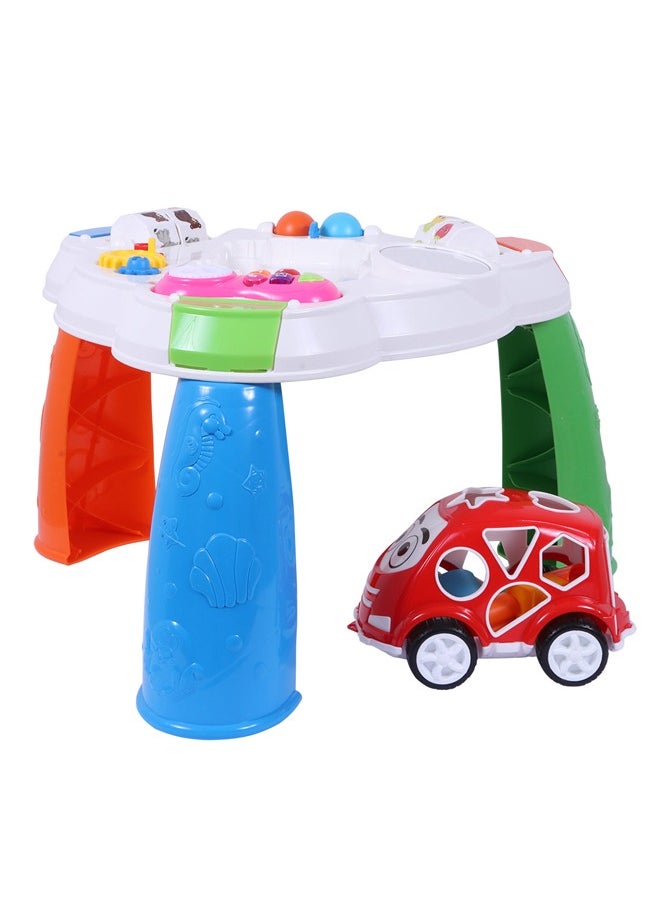 Ogi Mogi Toys - Toddlers Activity Game Table with Toy Phone, Shape-Sorting Car, Spinning Beads | Multi-Functional, Creative, Learning Activity Hands-on Play Table for Toddlers, Gift for Baby Girls and Boys - Image 1