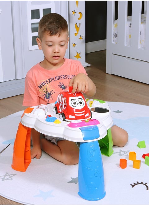 Toddlers Activity Game Table with Toy Phone, Shape-Sorting Car, Spinning Beads | Multi-Functional, Creative, Learning Activity Hands-on Play Table for Toddlers, Gift for Baby Girls and Boys