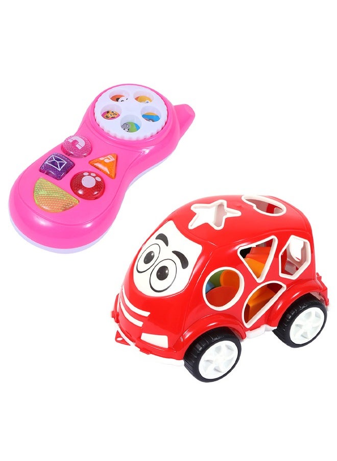 Ogi Mogi Toys - Toddlers Activity Game Table with Toy Phone, Shape-Sorting Car, Spinning Beads | Multi-Functional, Creative, Learning Activity Hands-on Play Table for Toddlers, Gift for Baby Girls and Boys - Image 1