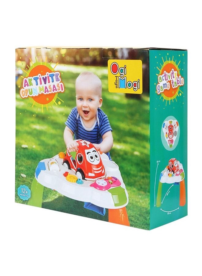 Ogi Mogi Toys - Toddlers Activity Game Table with Toy Phone, Shape-Sorting Car, Spinning Beads | Multi-Functional, Creative, Learning Activity Hands-on Play Table for Toddlers, Gift for Baby Girls and Boys - Image 1