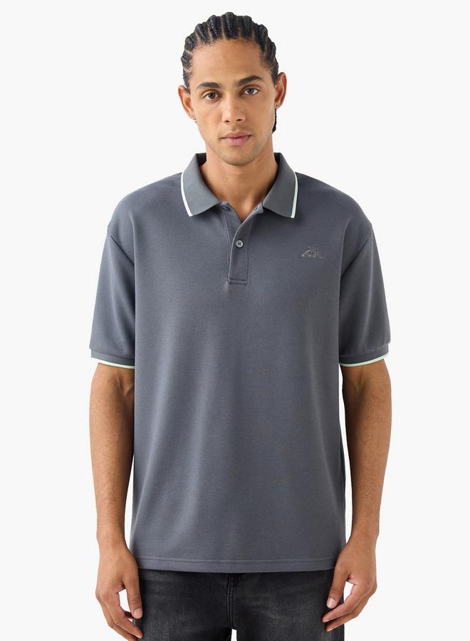 Kappa Logo Embroidered Polo T-shirt with Short Sleeves - Image 1