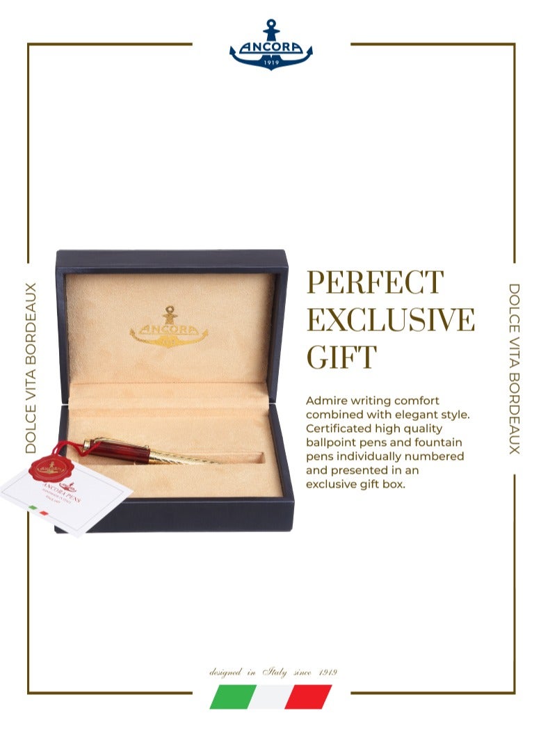 أنكورا قلم دولشي فيتا بوردو ١٩١٩ إصدار محدود – قابل لإعادة التعبئة – حواف مطلية بالذهب عيار ٢٤ – قلم فاخر محفور – هدية للرجال والنساء – حبر أزرق - Image 4