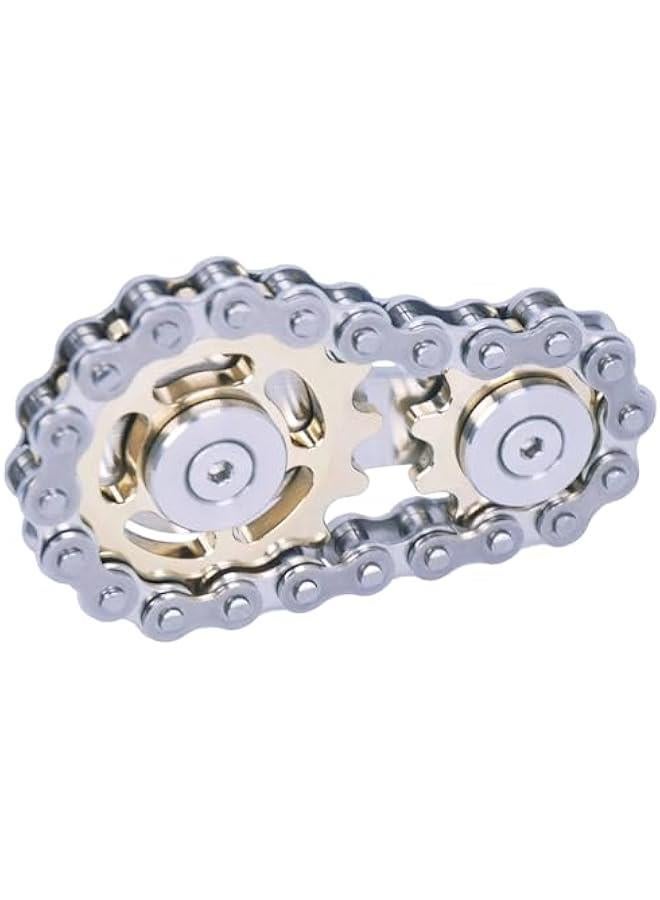Arabest Fidget Spinner, Linkage Bike Chain Spinner Design 2 Gears Figity Spin Finger Games, Metal Stainless Steel Durable Mechanics with Smooth Bearings, Premium Figit Toy - Gold - Image 2