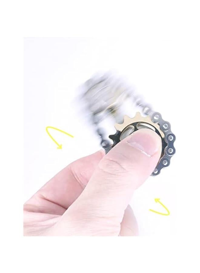 Arabest Fidget Spinner, Linkage Bike Chain Spinner Design 2 Gears Figity Spin Finger Games, Metal Stainless Steel Durable Mechanics with Smooth Bearings, Premium Figit Toy - Gold - Image 4