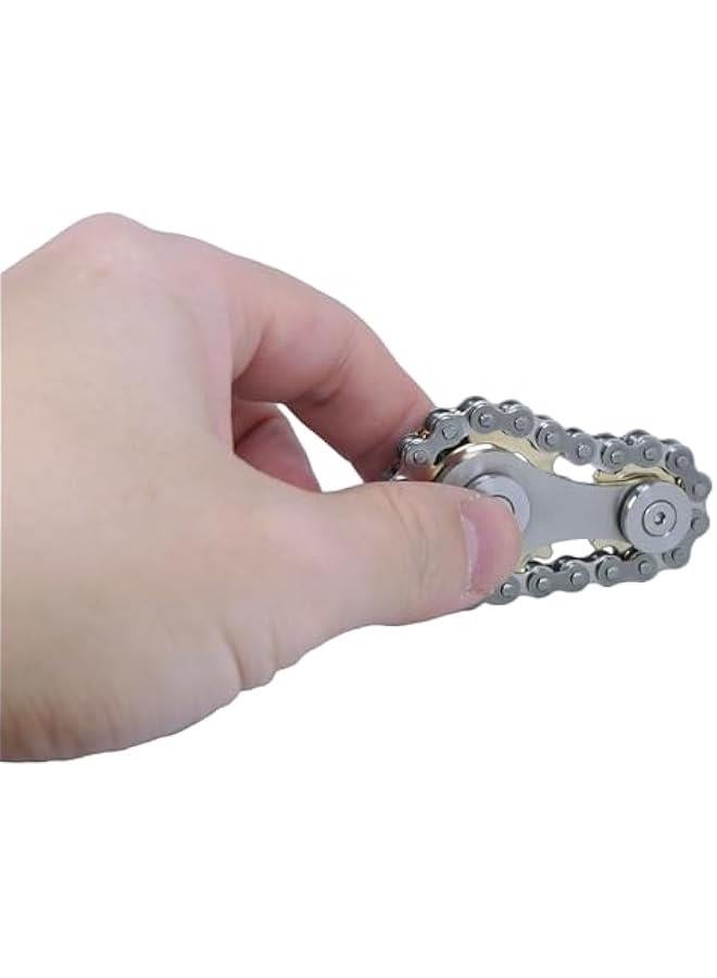 Arabest Fidget Spinner, Linkage Bike Chain Spinner Design 2 Gears Figity Spin Finger Games, Metal Stainless Steel Durable Mechanics with Smooth Bearings, Premium Figit Toy - Gold - Image 5