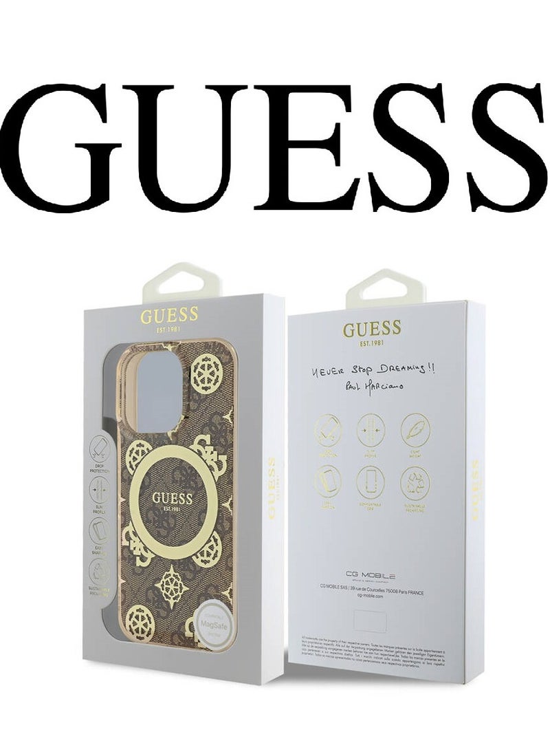 CG MOBILE - iPhone 16 Pro Case, supports wireless charging MagSafe, transparent Golden-Brown with original logo and approved design from the global brand Guess. From CG Mobile. - Image 1