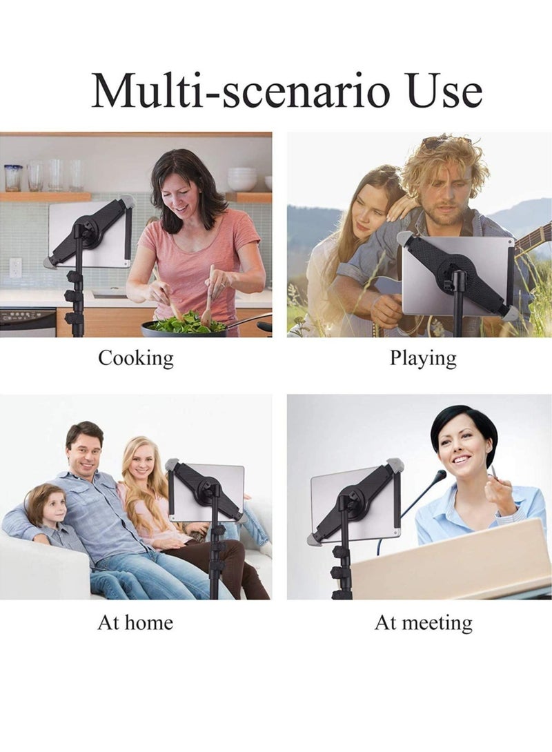 IPad and Mobile Phone Tripod Stand Height Adjustable 20 to 60 Inch with 360 Degree Rotating Tablet Holder - Image 4