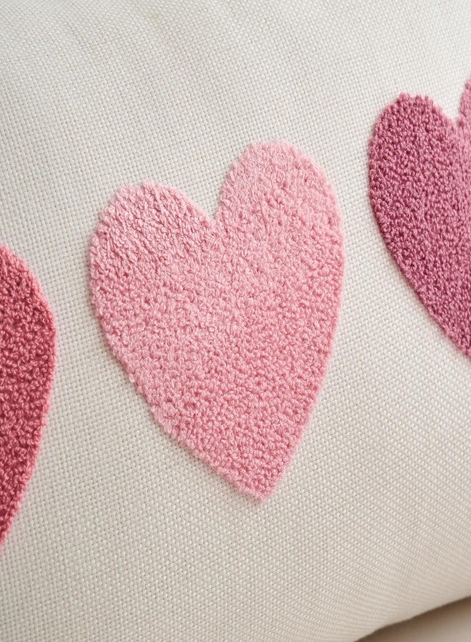 TAJWE Valentine’s Day Pillow Cover 12x20 Inch Red Pink Embroidery Love Heart Pillowcase Valentine Wedding February Holiday Farmhouse Decorative Lumbar Cushion Covers for Sofa Couch Home Decor - Image 3