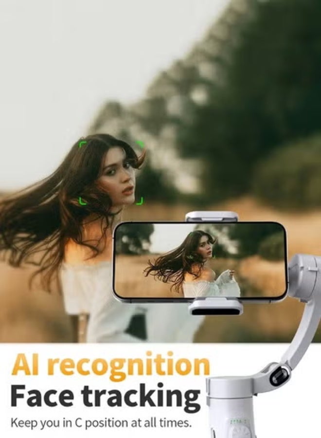 Gulf Trend 3-Axis Foldable Smartphone Gimbal Stabilizer with Face Tracking, Focus Wheel and Anti-Shake Stabilization, Handheld Mobile Phone Video Stabilizer for iPhone and Android, Vlogging & Recording - Image 3