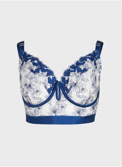 3D Floral Embroidered Longline Bra