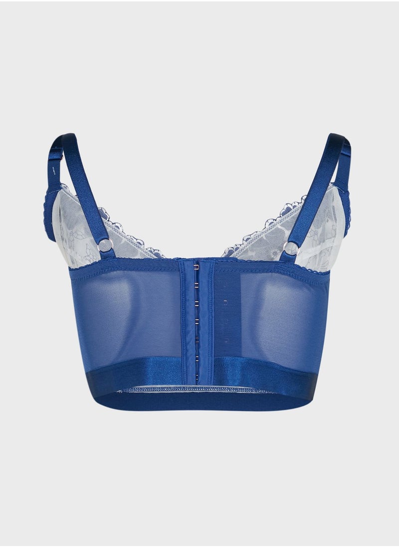 Boux Avenue - 3D Floral Embroidered Longline Bra - Image 1