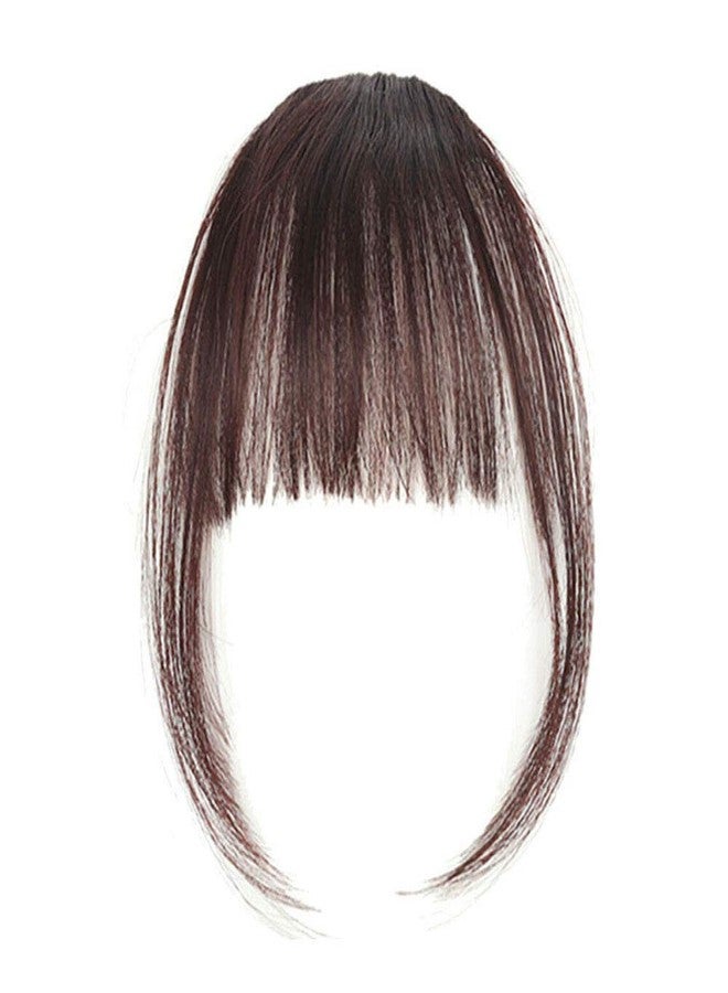 Wixine 1Pcs Dark Brown Thin Neat Air Bangs Remy Human Hair Extensions Clip in on Fringe Front Hairpiece - Image 3
