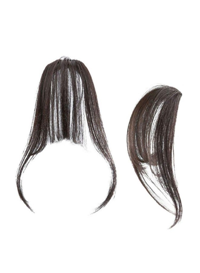 Wixine 1Pcs Dark Brown Thin Neat Air Bangs Remy Human Hair Extensions Clip in on Fringe Front Hairpiece - Image 5