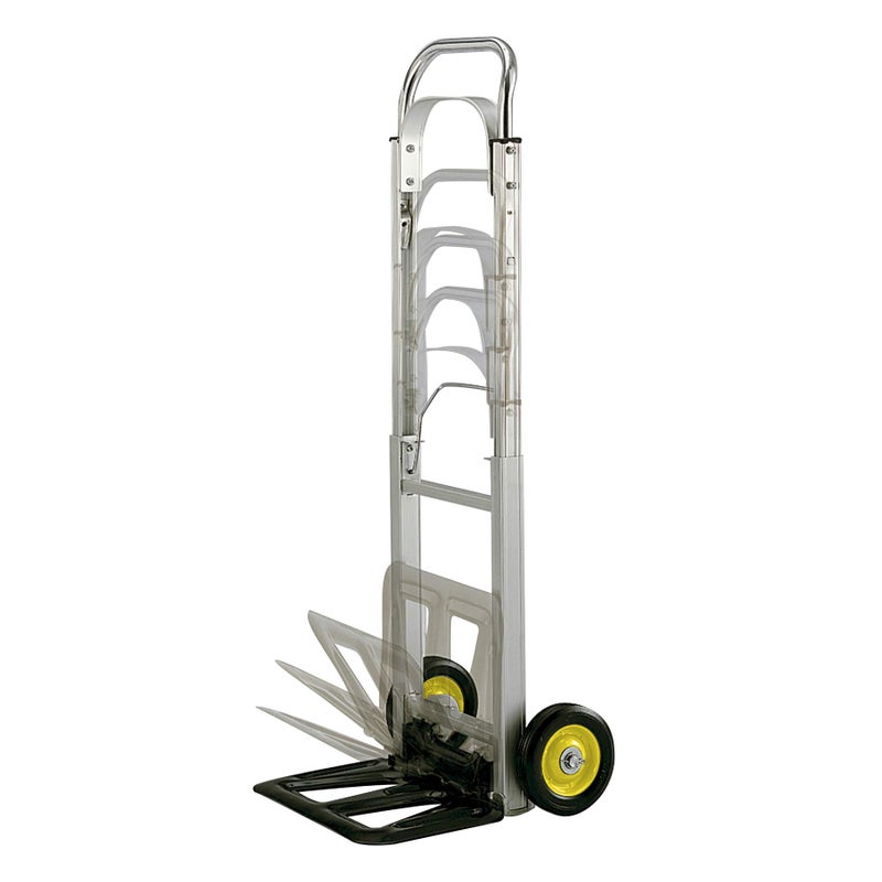 Safco Safco HideAway Fold Up Collapsible Utility Hand Truck 250 lb Capacity Aluminum Frame Steel Toe Plate 2 6 Smooth Rolling Rubber Wheels 