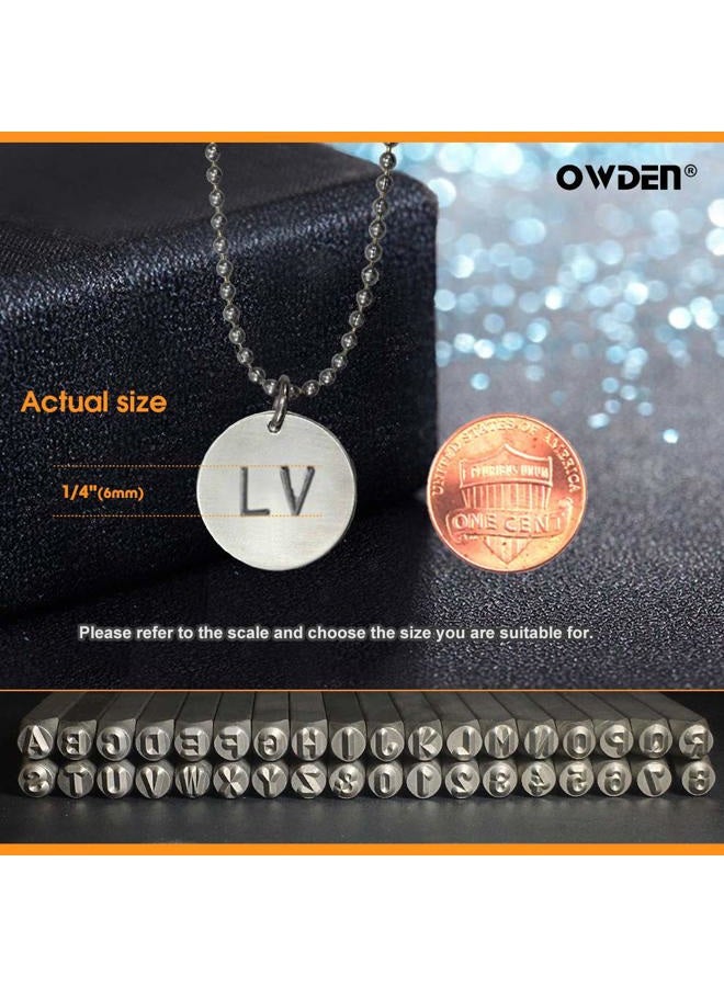 OWDEN Professional 36Pcs. Steel Metal Stamp Set,(1/4”) 6mm,Steel Number and Letter Punch Set,Alloy Steel Made HRC 58-62 for Jewelry Craft Stamping. - Image 5