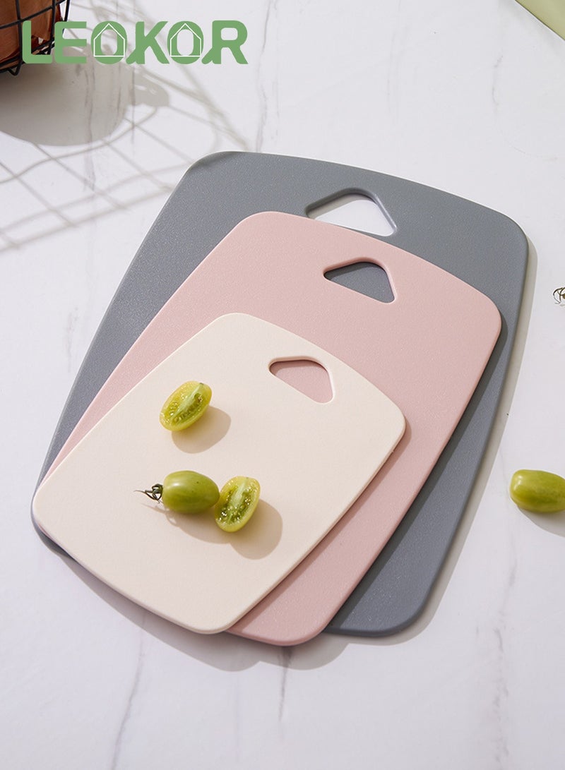 LEOKOR 3 Pcs Many Sizes Cutting Boards Kitchen Plastic Chopping Board with Easy Grip Handle Thick Chopping Boards for Meat, Veggies, Fruits - Image 1