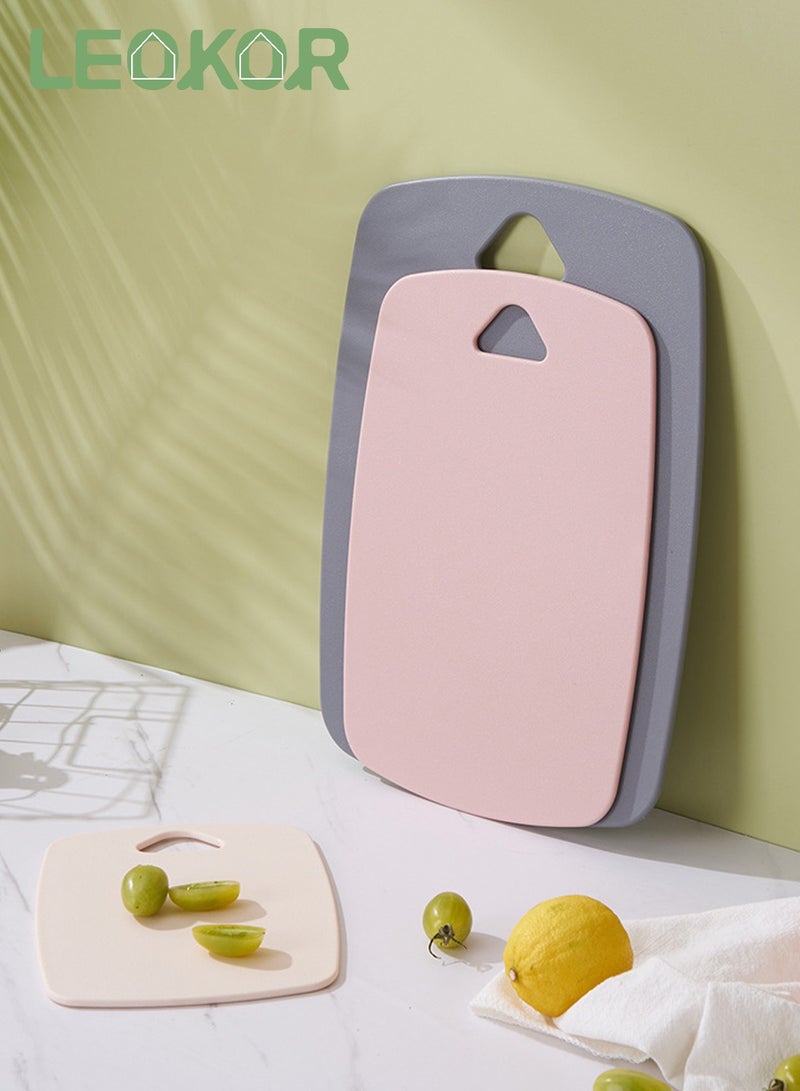 LEOKOR 3 Pcs Many Sizes Cutting Boards Kitchen Plastic Chopping Board with Easy Grip Handle Thick Chopping Boards for Meat, Veggies, Fruits - Image 2