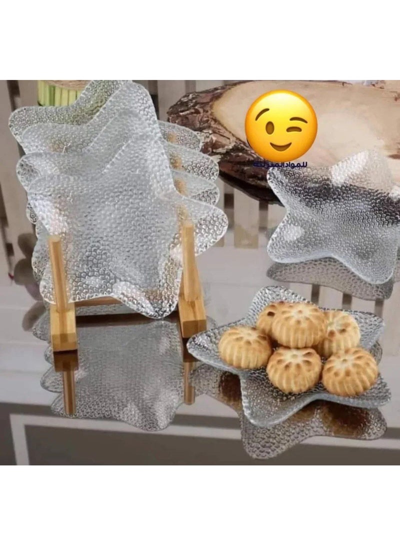 طقم أطباق تسالي زجاجية على شكل نجمة (6 قطع)، أطباق تقديم صغيرة للمكسرات والحلويات (شيك ورقيق) - Image 2