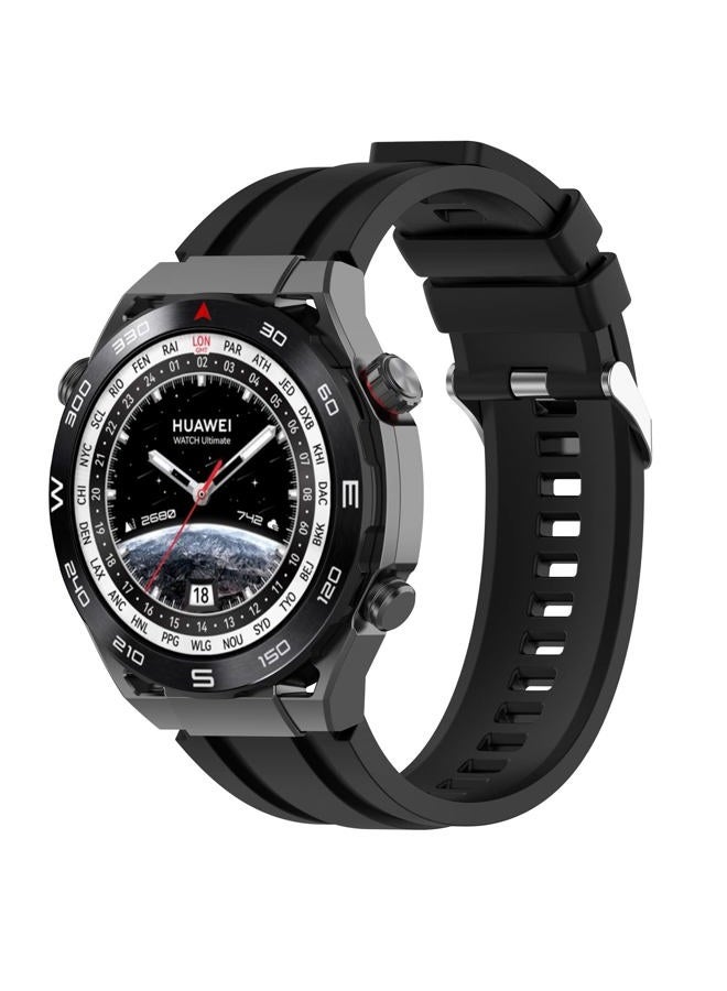 LOKEKE Compatible with Huawei Watch Ultimate Replacement Band - 22mm Replacement Silicone Wrist Watch Band Strap Compatible with Huawei Watch Ultimate/Watch GT3 SE/Watch Buds(Silicone Black) - Image 4
