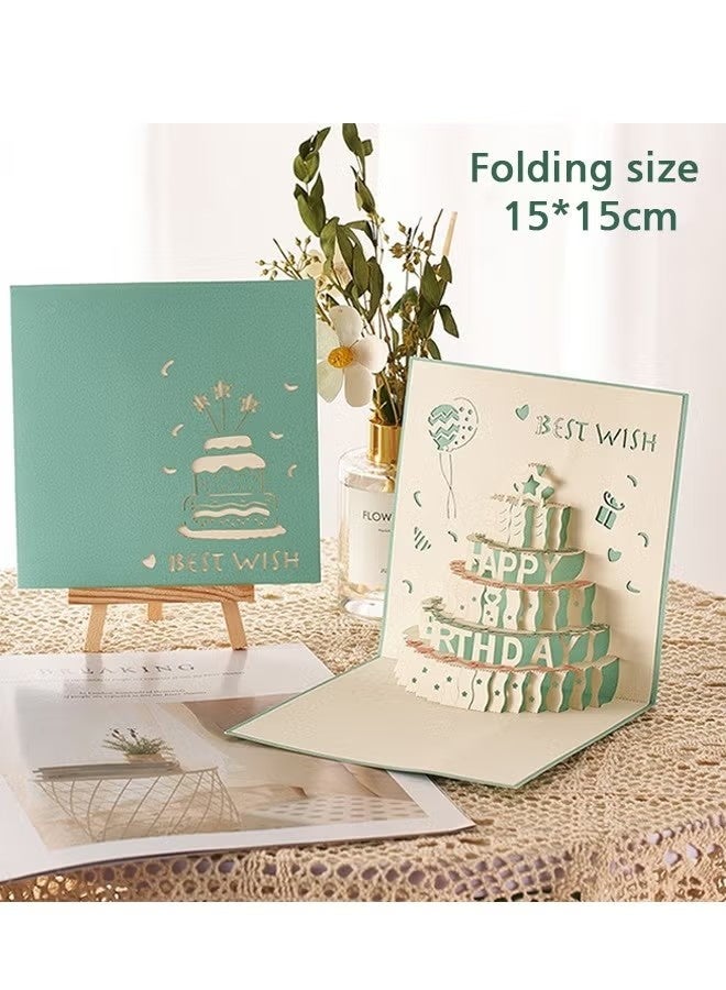 3D Birthday Cards, Play Music Warm LED Light Birthday Cake Card, Music Greeting Cards Gift for Women Mom Wife Sister Girl - Image 2