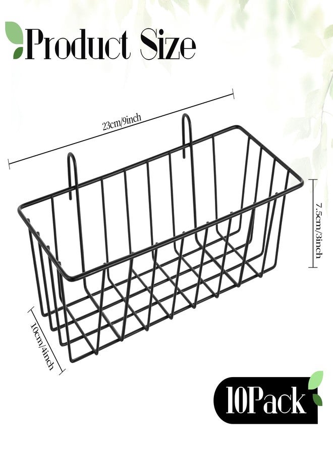 Exclaith 10 PCS Wall Grid Panel Hanging Wire Basket, Storage and Display Basket, No Drilling Wall Hanging Baskets, Grid Walls Accessory, for Kitchen Bathroom Home Decor Supplies, Black - Image 2