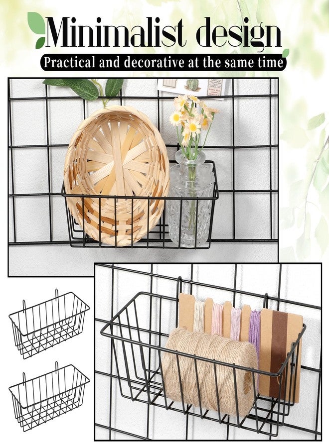 Exclaith 10 PCS Wall Grid Panel Hanging Wire Basket, Storage and Display Basket, No Drilling Wall Hanging Baskets, Grid Walls Accessory, for Kitchen Bathroom Home Decor Supplies, Black - Image 5