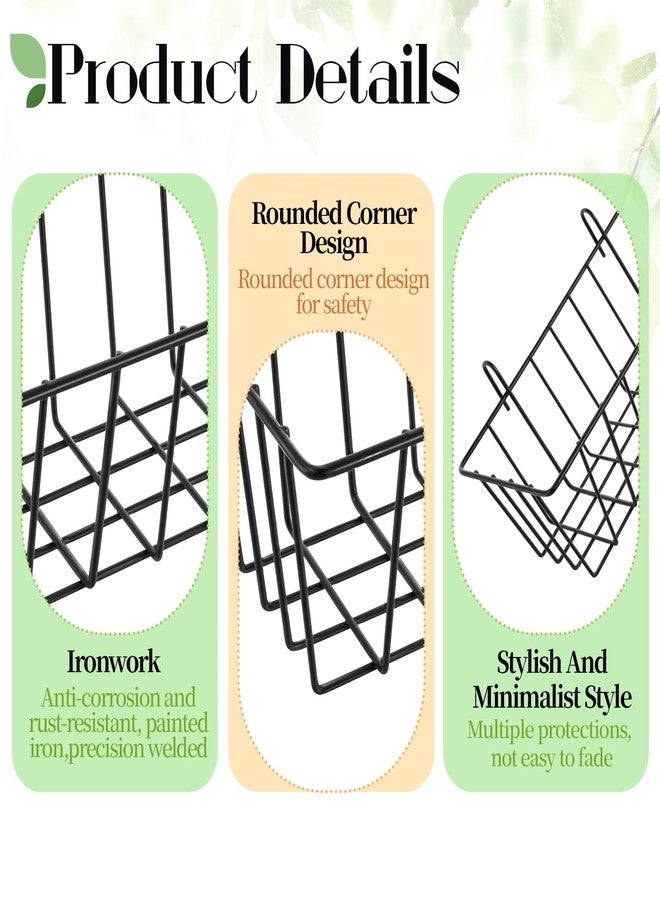 Exclaith 10 PCS Wall Grid Panel Hanging Wire Basket, Storage and Display Basket, No Drilling Wall Hanging Baskets, Grid Walls Accessory, for Kitchen Bathroom Home Decor Supplies, Black - Image 3
