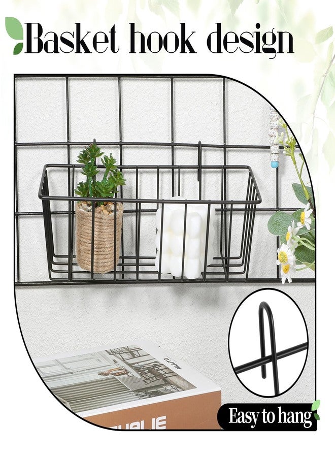 Exclaith 10 PCS Wall Grid Panel Hanging Wire Basket, Storage and Display Basket, No Drilling Wall Hanging Baskets, Grid Walls Accessory, for Kitchen Bathroom Home Decor Supplies, Black - Image 4
