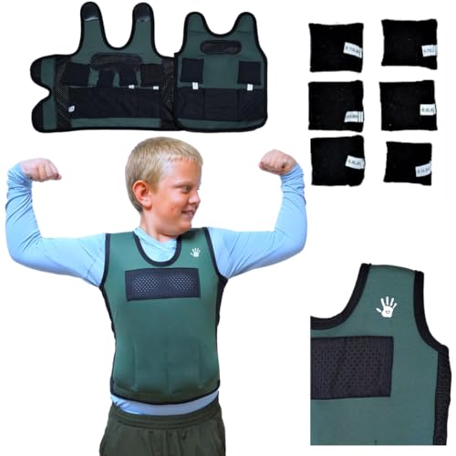 Sensory4u Weighted Vest for Kids - Adjustable Compression Vest (Large, Ages 10+) with 6 Removable Weights - Breathable & Snug Fit Design for Sensory Play - Image 1