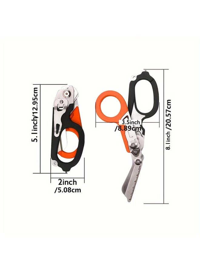 Black Multi Tool Scissors Outdoor Survival Kit with Window Breaker and Rope Cutter - Image 4