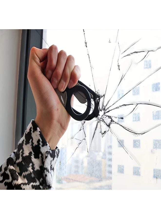 Black Multi Tool Scissors Outdoor Survival Kit with Window Breaker and Rope Cutter - Image 5