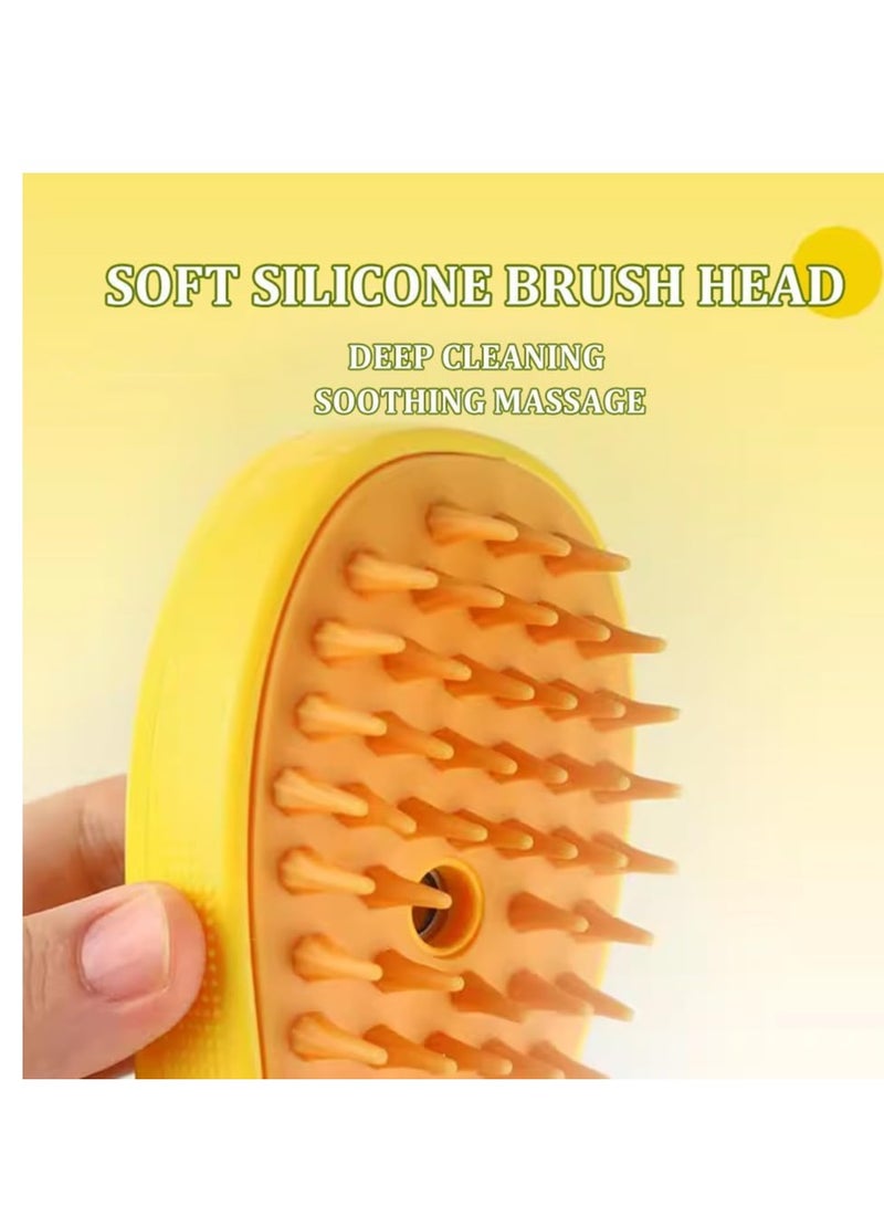 general Cat Brush  3 In1 Cat Steamy Brush Self Cleaning Steam Cat Brush Cat Steamer Brush for Massage, Cat Hair Brush for Removing Tangled and Loosse Hair Eliminate Flying Hair (yellow) - Image 2