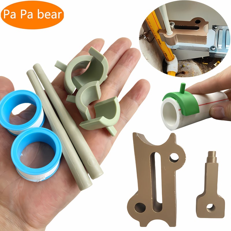 طقم أدوات إصلاح الأنابيب PPR / PPE 9 قطع، ملحقات الصهر الحراري مع حزام المواد الخام لإصلاح التسرب السريع بنفسك - Image 4