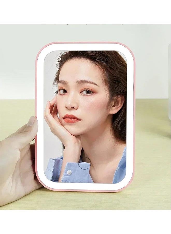 Generic Mini Makeup Mirror With Led Lights Table Beauty Makeup Mirror 3 Colors Light Modes 4k Hd Portable Travel Mirror For Travel Home Office Car 7.7in  - Image 1