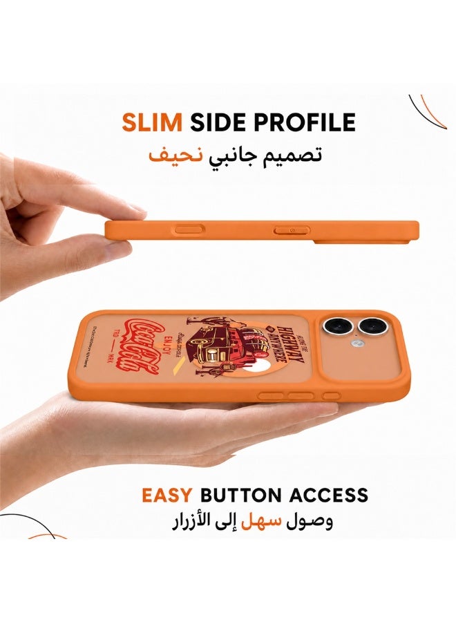 Coca-Cola iPhone 17 Magnetic Phone Case, Slim Protective Cover with Highway Adventure Artwork, Raised Camera Protection, Matte TPU, Orange - Image 4