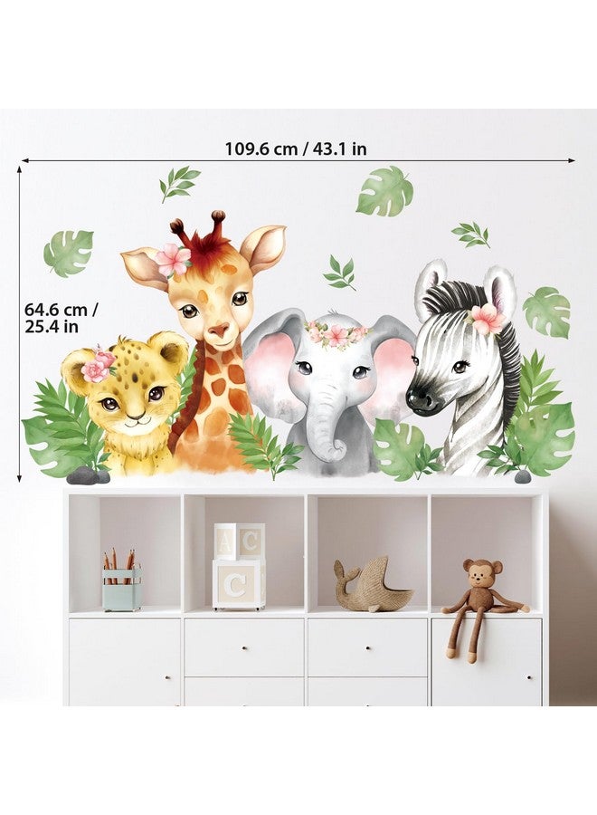 DECOWALL SG2-2410 Watercolour Jungle Animals Wall Stickers Decals Forest Animal Elephant Lion for Baby Nursery Playroom Bedroom Classroom Kindergarten Décor Kids Peel Stick Home Room Living - Image 5
