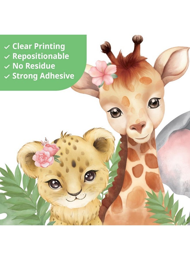 DECOWALL SG2-2410 Watercolour Jungle Animals Wall Stickers Decals Forest Animal Elephant Lion for Baby Nursery Playroom Bedroom Classroom Kindergarten Décor Kids Peel Stick Home Room Living - Image 4