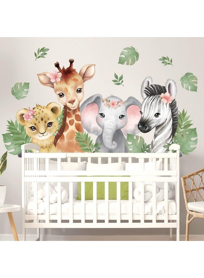 DECOWALL SG2-2410 Watercolour Jungle Animals Wall Stickers Decals Forest Animal Elephant Lion for Baby Nursery Playroom Bedroom Classroom Kindergarten Décor Kids Peel Stick Home Room Living - Image 2