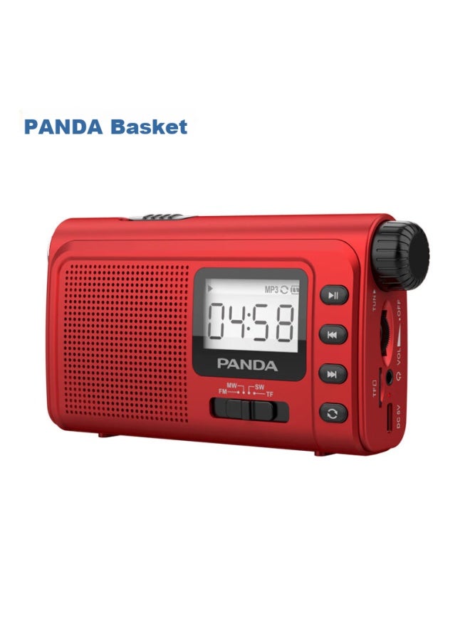 Panda 6243 Radio, Full Band Portable, Illuminated, Card-insertable, Small, For Elderly, Handheld, Car-mounted, Backup, Semiconductor, Red - Image 1