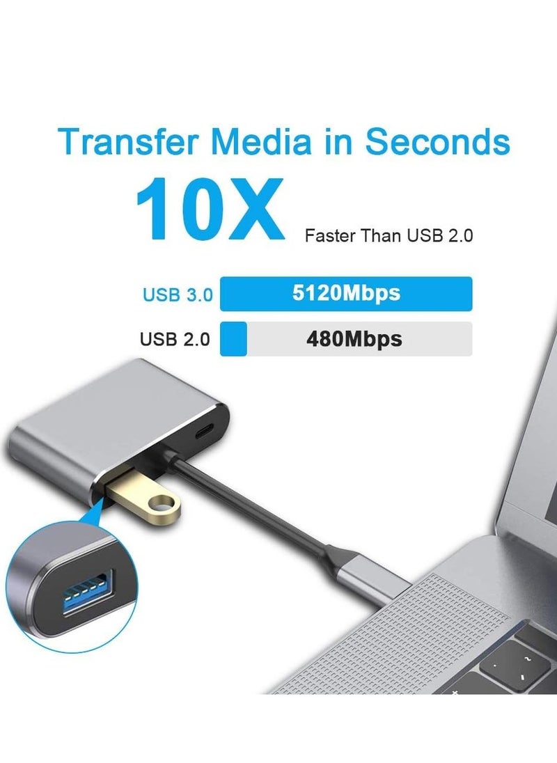 ماركة غير محددة - محول USB نوع سي مع HDMI 4K وVGA وصوت USB 3.0 وتوصيل USB-C PD لاجهزة ماك بوك والنوت بوك والجوالات OTN-9573S (اسو - Image 1