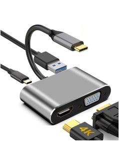 محول USB نوع سي مع HDMI 4K وVGA وصوت USB 3.0 وتوصيل USB-C PD لاجهزة ماك بوك والنوت بوك والجوالات OTN-9573S (اسو