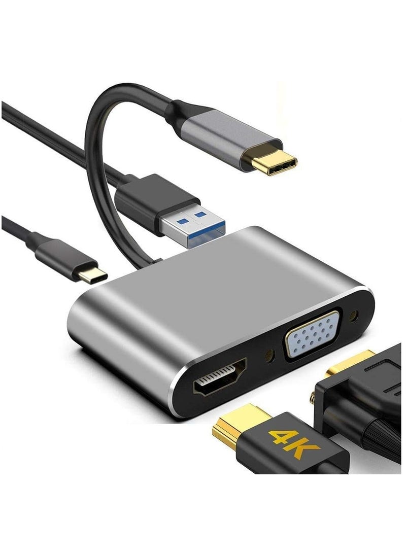 ماركة غير محددة - محول USB نوع سي مع HDMI 4K وVGA وصوت USB 3.0 وتوصيل USB-C PD لاجهزة ماك بوك والنوت بوك والجوالات OTN-9573S (اسو - Image 1