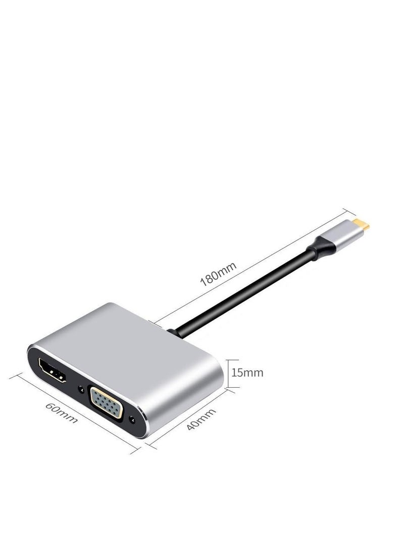 ماركة غير محددة - محول USB نوع سي مع HDMI 4K وVGA وصوت USB 3.0 وتوصيل USB-C PD لاجهزة ماك بوك والنوت بوك والجوالات OTN-9573S (اسو - Image 1