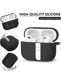 SJet Soft Silicone Protective Case Cover for AirPods Pro 2/Pro with Cleaner Kit and Keychain(Black)  - Image 4