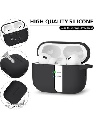 Soft Silicone Protective Case Cover for AirPods Pro 2/Pro with Cleaner Kit and Keychain(Black) - view 4