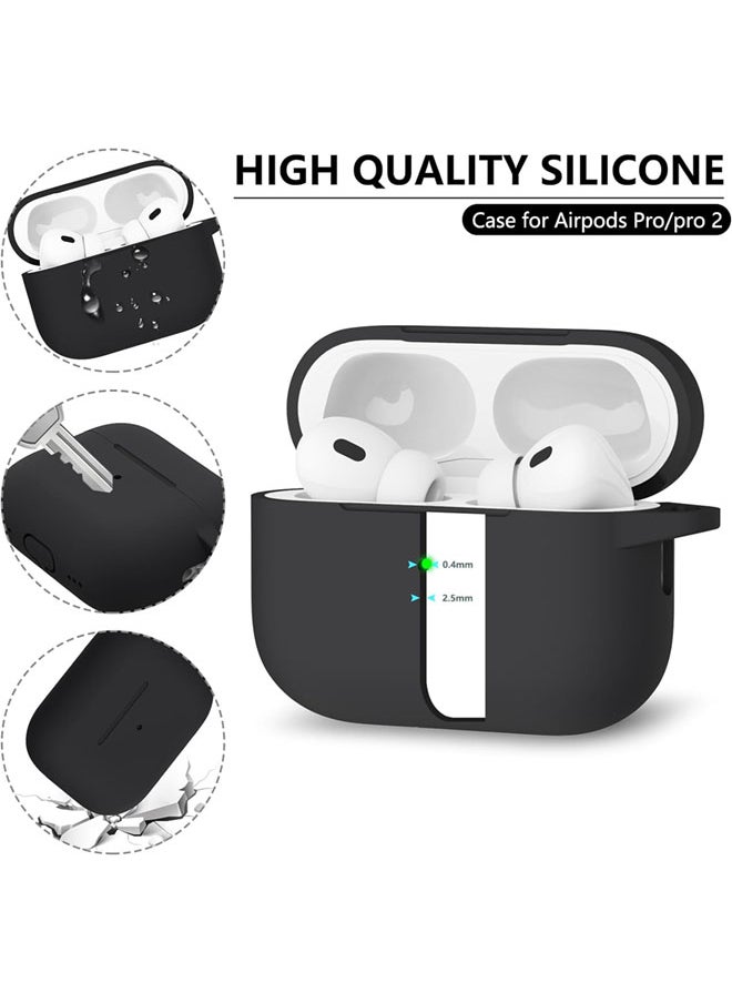 SJet - Soft Silicone Protective Case Cover for AirPods Pro 2/Pro with Cleaner Kit and Keychain(Black) - Image 1